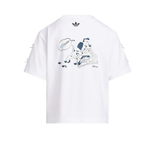 Adidas (adidas) Camiseta de ropa para niñas para niños 25 Summer 101 Spot Dog Article Estilo de marca Embellido Agodón puro de algodón corto KG6626 KG6625 White 165 (Etiqueta 164)