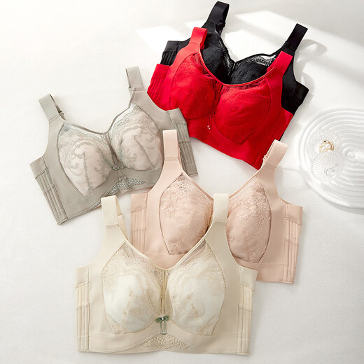 Other women's thin underwear with large breasts showing small size, full cup push-up, breathable, adjustable, side breasts, large size lace tube top bra, Aden Green 80/36CD