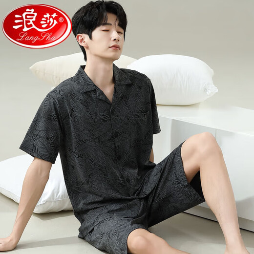 Langsha 2025 Nuevos pantalones cortos de manga corta de verano de pijamas Summer Summer Casual se puede usar fuera del traje de ropa para el hogar de gran tamaño 6627 Modelo M de hombres M Estándar M (alto 165/100 Jin [Jin equivale a 0.5 kg])