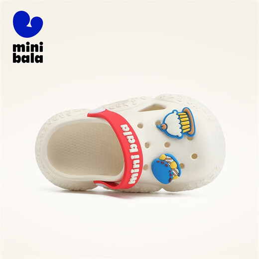 Minibala children's shoes, children's clogs, new summer shoes for boys and girls, baby home shoes, breathable sandals and beach shoes, off-white, size 26, suitable for feet 15.0-15.5cm long