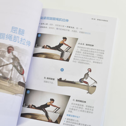 Pilates bed stretching training anatomy diagram