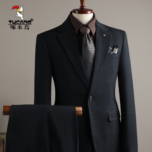 Woodpecker (TUCANO) Fashion Suit Suit Men's Business Casual Banquet Wedding Dress Professional Formal Suit Men's Suit Host Heig (suit + trousers) XL 52 (125-138 Jin Jin equals 0.5 kg)