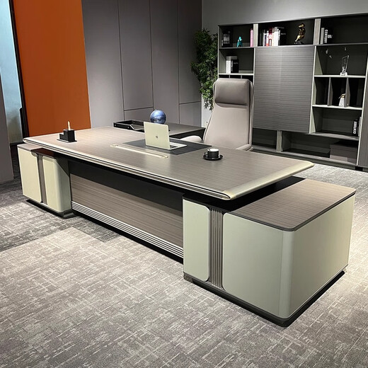 Qiheng (XIIBLC) Company Office Boss Desk Simple Modern Dior Manager Desk Double Cabinet President Desk Executive Desk Office Desk and Chair 2.4 Meter Boss Desk