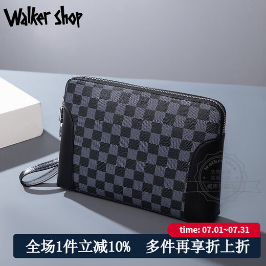 Walker Shop手包男大容量真皮新款手抓包牛皮商务时尚手拿男士包包 黑色