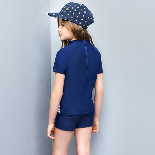 Van De'an (BALNEAIRE) 280005 Split boys and girls quick-drying sun protection swimsuits Comfort boys and girls baby swimsuits Middle-large children's hot spring swimsuits Stripe splicing 11-12 years old