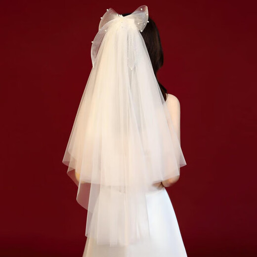 Jiayan nuevo estilo coreano pequeño velo y un velo y un velo y una novia accesorios de boda foto estudio foto de múltiples capas de múltiples capa 04 velo simple blanco 60cm-80 cm