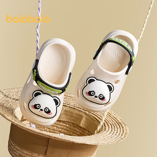 Balabala Chaussures pour enfants Chaussures de trou pour enfants filles sandales garçons caricatures 2025 Été nouveau style non glissée beige 10301 20 (longueur intérieure 15 cm Longueur du pied recommandé 14cm)