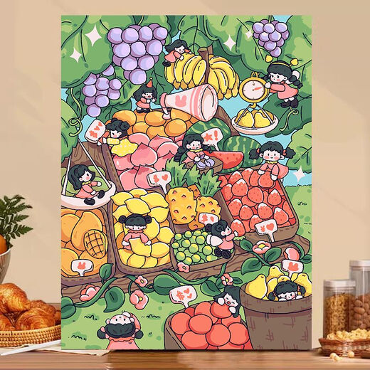Treasure Bay Food Series Pain d'huile numérique DIY acrylique rempli de peinture d'huile peinte à la main peinte à la main Couleur décorative peinture Z679 Sukiyaki 40 * 50cm Cadre intérieur en bois massif serré + crochet