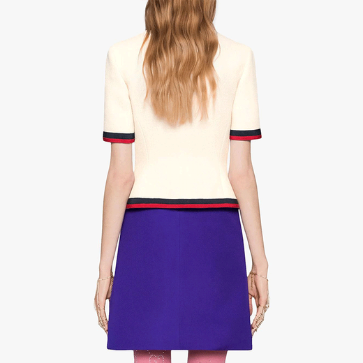 古驰（GUCCI）FW21 蝴蝶结短袖开衫外套毛衣 女款 白色 白色 均码 42