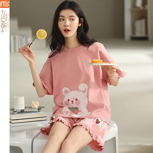 莫代尔睡衣女夏季2025年新款卡通短袖套装全棉休闲可外穿薄款韩版 Y9848 M
