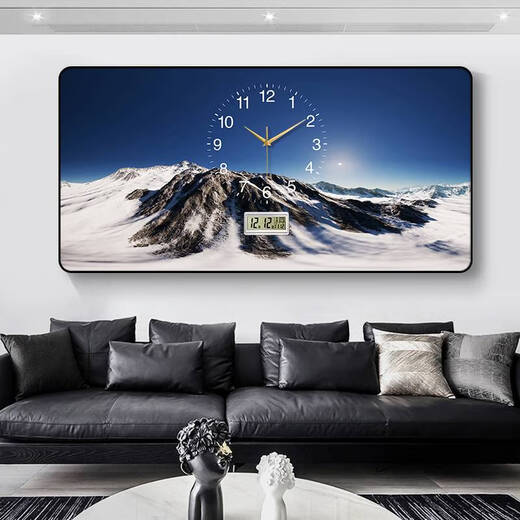 Hanoufeis neuer Stil der dekorativen Malerei Wanduhr Perpetual Kalender Wohnzimmer Dining Uhr natürliche Landschaft Einfacher und atmosphärischer Hängemal