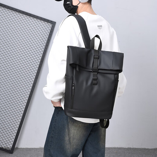 Neue Modetrendy große Kapazität wasserdichtes Rucksack Rucksack Einfacher Freizeitcomputerbeutel Student Reisetasche Rucksack Schwarz Schwarz
