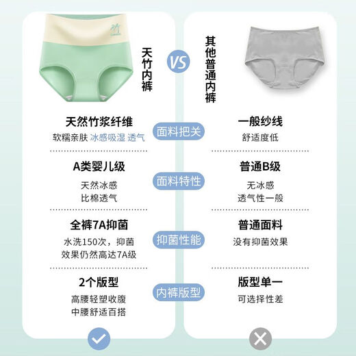 Maternal and infant grade natural bamboo fiber high waist women's underwear female Tik Tok same style large size body shaping briefs cool feeling high waist maternal and infant grade bamboo fiber pink + purple + blue + green 2XL recommended 135-165 Jin Jin equals 0.5 kg
