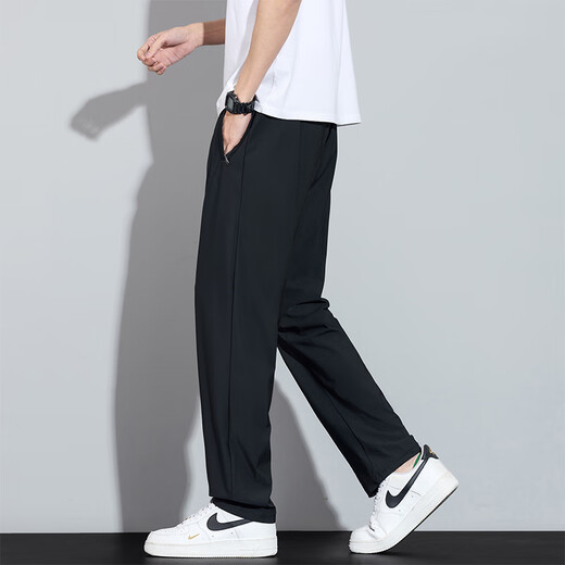 
Pierre cardin men's summer thin pants ice silk sports pants men's new loose elastic straight long boy quick-drying casual pants 6629 black XL [Recommended 125-140Jin [Jin equals 0.5 kg]]