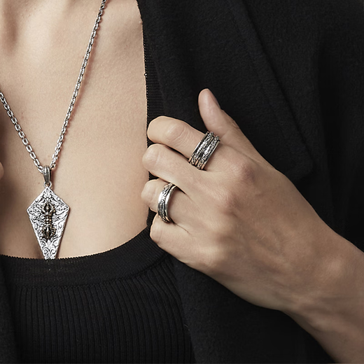 ZOCALO Japanese Ivy Series Single Ring Transfer Ring Men's 950 Silver Handmade Silver Jewelry Forever Elephant No. 11 (Applicable to Finger Ring Circumference 51mm)