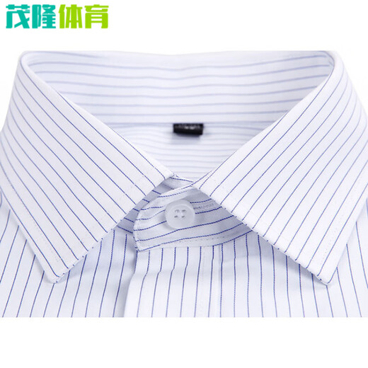 何佳功建行工作服女式正装领白底蓝色竖条纹短袖衬衫方领修身银行工作服 3882男方领浅兰斜纹短袖 41(175/96A)