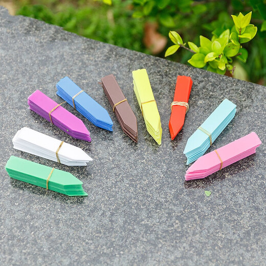 靓做园艺标签插卡式花盆标记牌花卉小标签多肉植物塑料防水多肉标签牌 插地牌【50个装 颜色随机】