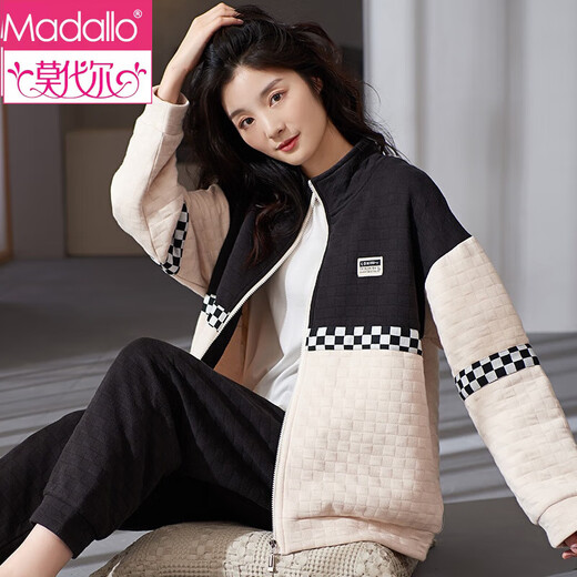 
Modal 2024 new pajamas for women in autumn and winter thickened cotton cotton air cotton mezzanine large size home clothing set MC15280 M pure cotton