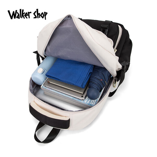 Walker Shop 品牌初中生书包新款大容量高中生学生双肩背包减负护脊双肩包 红配白