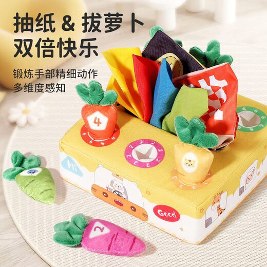 Timini Twish Toys Toys for Children pour enfants Toys for Menstruation Education Education Baby 1 boîte de serviette 0-3 ans Boîte en carton de bus [6 Radis + 5 tissu doux + 2 Papier fort]