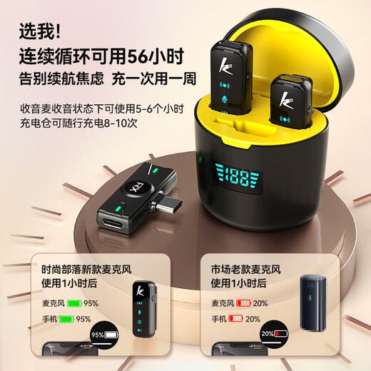 Fashion tribal live broadcast microphone anchor live broadcast wireless lavalier microphone special mini noise reduction video recording microphone outdoor interview short video conference pickup recording equipment one to two Android/Apple universal with warehouse + monitoring headphones + computer adapter