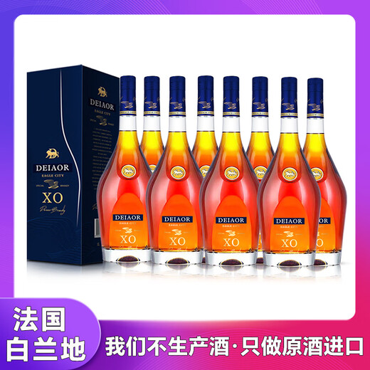 岱豪法国进口洋酒鹰邑特级XO白兰地40°烈酒基酒原酒进口1000mL礼盒装 【岱豪鹰邑特级XO】 1000mL 8瓶