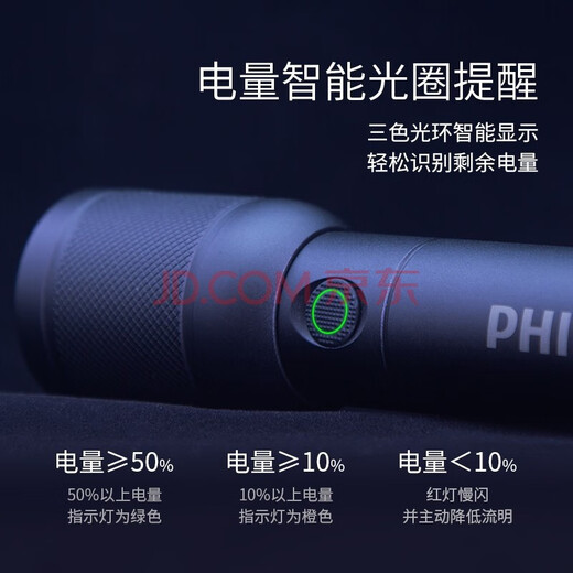 飞利浦手电筒强光远射伸缩变焦强光手电便携家用户外骑行应急灯 SFL6168-强变焦手电筒