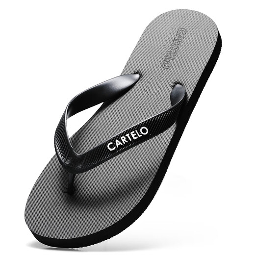 CARTELO crocodile flip-flops men's summer outdoor sports home use soft-soled beach sandals VP1520 black 42