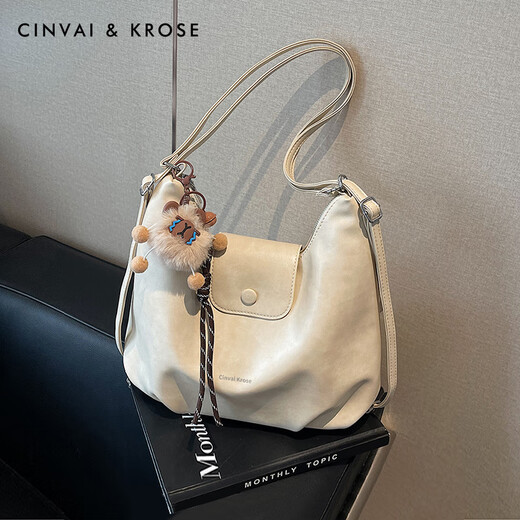Cinvai/Krose official website bag women's bag 2025 new shoulder bag crossbody bag tote bag commuting to give girlfriend high-end gift White beige [small c/k women's bag Chinese Valentine's Day gift]