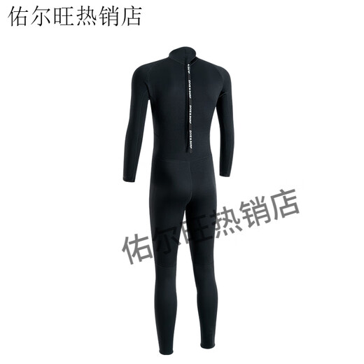 3/5mm neoprene one-piece wetsuit for men, warm and cold-proof, snorkeling, sun protection, surfing suit, women's winter swimming wetsuit, 2MM black S _2mm (inclusive)-3mm (inclusive)