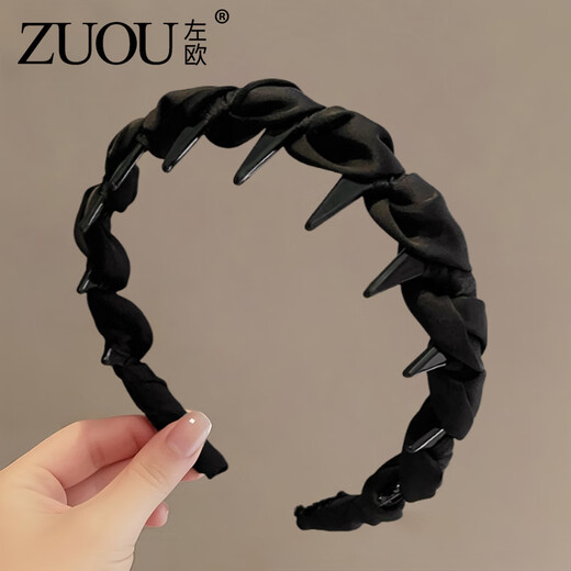 Zuoou black high-ceiling beautiful hairband with teeth and backward wear fluffy headband high-end daily wear versatile hairpin hair bundle black single pack