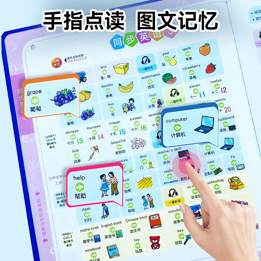 English word audio books Primary school students junior high school grade 3-9 textbooks synchronous learning Listening, reading and memorizing artifacts Talking finger-reading voice books Young children enlightenment early education machine English picture books zero foundation Chinese and English bilingual reading materials English word audio books + Chinese pinyin natural spelling training voice books