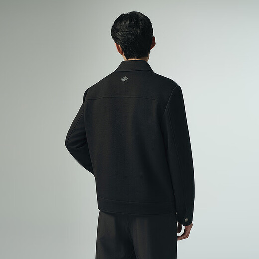 Lilan heavyweight jacket men's lapel jacket autumn 2025 new textured jacquard casual men's modal jacket black (G5QJK8152Y) 3XL 185/100A