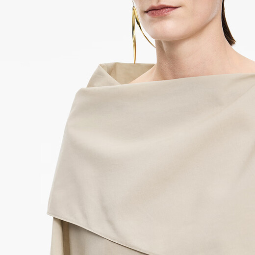 JNBY shopping mall same style 25 autumn new shirt straight loose scarf collar 5P8213900 212/light gray khaki M