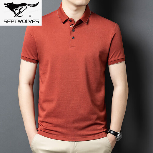 
Seven Wolves 2025 summer new short-sleeved T-shirt for men, middle-aged and young people, simple casual and versatile lapel solid color POLO shirt men's clothing F52-SM6627 white S 165