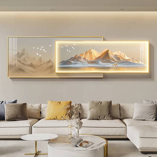 Yonghuan Rizhao Jinshan Salon Sofa Fond Decoration Mur Painting Light Luxury Mural Light Painting convient aux grands peintures suspendues murales blanches. Retour à YouShan C Style 33 * 80 + 26 * 80 = Longueur totale en aluminium