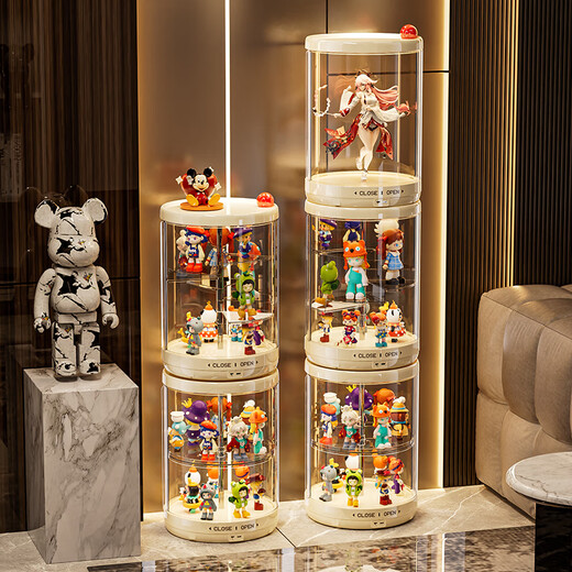 GOTO labubu storage box rotating blind box display stand transparent labubu vinyl doll display cabinet ladder basic rotating blind box storage box