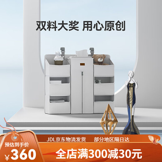 ABCMOKOO婴儿床挂收纳袋多功能尿布台置物收纳挂篮床边尿不湿挂袋 魔法收纳袋-莫兰迪灰