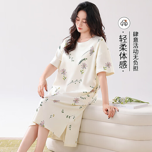 Modal Nightgown for Women's Summer Summer à manches courtes à manches courtes 2025 Nouvelle robe d'été pour femmes enceintes minces d'été ZH14110 L (165)