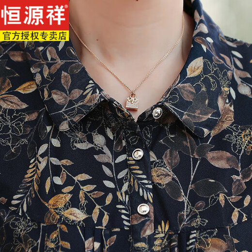 Hengyuanxiang Mutter Frühlings- und Sommerkleidung Chiffon Shirt mit mittleren und älteren Frauen Sommerkleidung kurzärmeliges Hemd mit mittleren und älteren Frauen-Hemd sowie Fettpluspuxus-Größe Top 1391 Orange L (Empfohlen 90-110jin [Jin gleich 0,5 kg]))