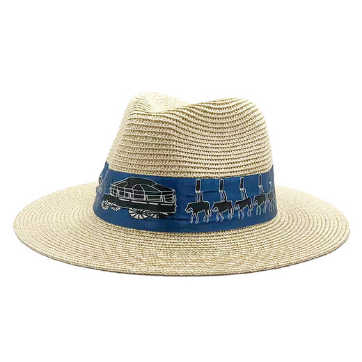 Gisailen Mongolian hat, straw hat, new men's and women's travel jazz sun hat, Mongolian ethnic wedding, beige M (56-58cm)