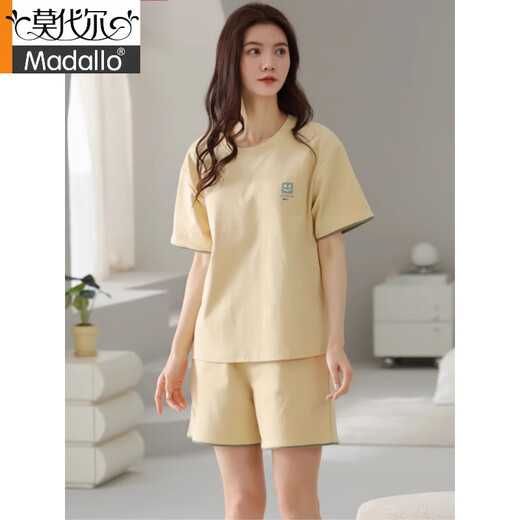 莫代尔睡衣女2025夏季新疆棉短袖短裤简约休闲棉质薄款家居服套装可外穿 Z9859 XL 建议120-140斤