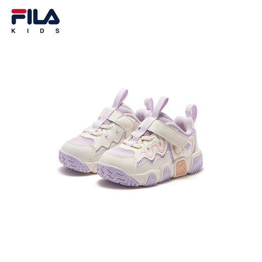 FILA children's sports shoes 2025 autumn new baby Velcro toddler shoes for boys and girls, light lavender purple/milk white-LG 26 inner length 16.0cm