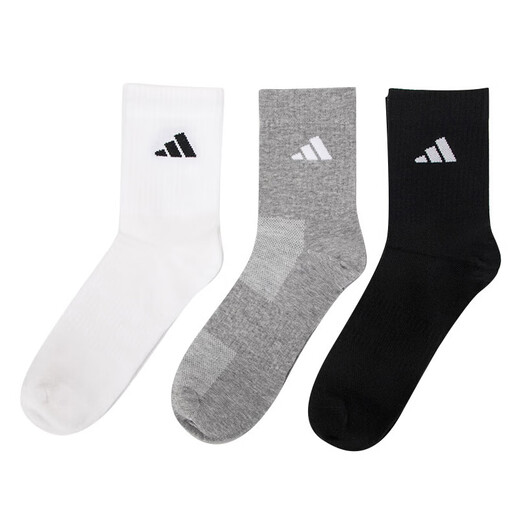 Chaussettes adidas occasionnelles pour hommes chaussettes pour femmes pour femmes et femmes quatre saisons universelles à trois paires chaussettes en sutume à trois paires chaussettes en coton polyvalent jc9272 / noir blanc gris xs