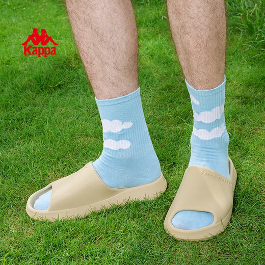 KAPPA Slippers Men's 2025 Summer New Sports Slippers Anti-Slip Beach Shoes Men's Thick-Soled Fashionable Slippers Winter White 41-42