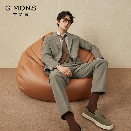 Guillaume Corduroy Suit Men's Jacket Brown Casual Unisex Commuting Naples Retro Suit Khaki Green Top + Pants 50