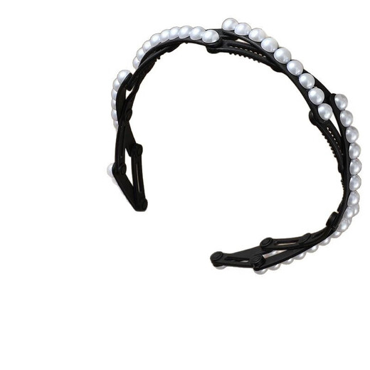 New type of pearl folding headband for women to wash their face and press their hair. Internet celebrity high skull broken hair artifact portable hair accessory. Pearl folding headband black 1 piece