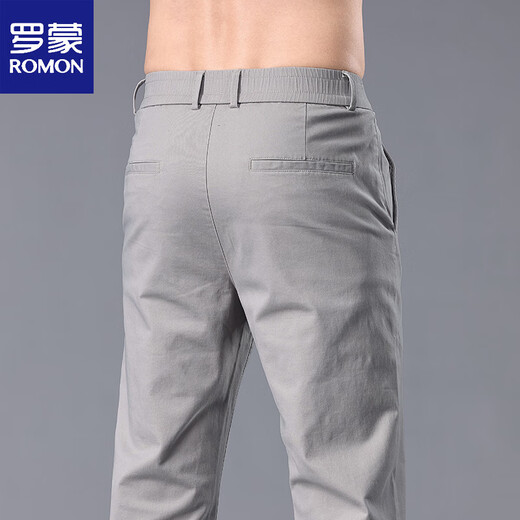 Romon 2025 Neue semi-elastische Taille-Casos-Hosen für Männer mittleren und vielseitiger, einfacher elastischer elastischer Baumwollhosen Frühling und Sommer Dunkelgrau 6621 28
