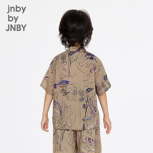 Jnby by JNBY Jiangnan Buyi children's short-sleeved shirt cotton printed poplin A-type loose and light summer boys and girls 1P5211480 920/khaki colorful mixed color 100 cm
