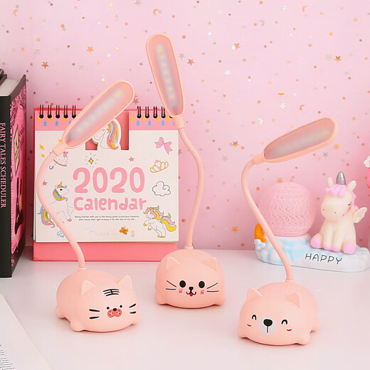 USB plug-in table lamp LED desk lamp mobile phone holder pen holder cartoon desktop decoration children's gift night light cute small desk lamp kindergarten Children's Day gift cute pet animal + plug-in model random color
